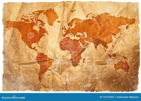 World grunge sepia map stock image. Image of earth, concept - 151672931