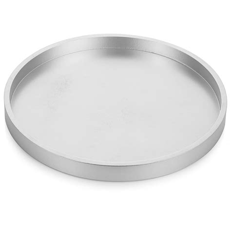 Buy Hanobe Decorative Coffee Table Tray: Silver Wood Tray Round Rustic Wooden Trays Circle ...