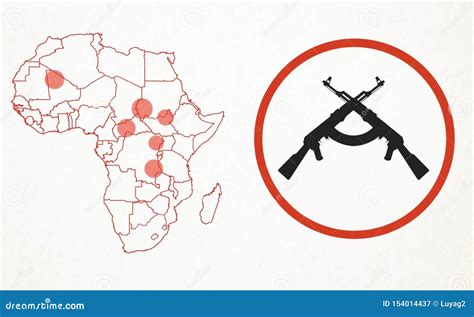 Outline Map of Conflict Zones in Africa Stock Image - Image of hunger ...