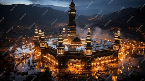 Premium AI Image | A photo of Mecca from an aerial view the clock tower ...