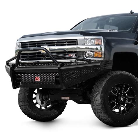 Fab Fours® - Chevy Silverado 2015 Black Steel Full Width Front HD Bumper with Pre-Runner Guard