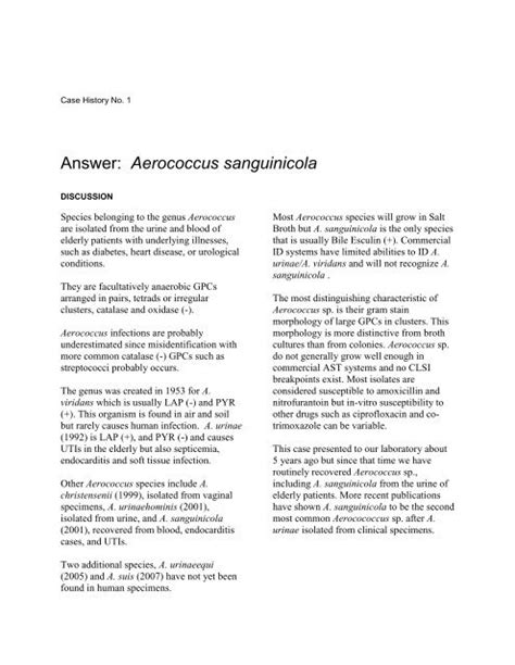 Aerococcus sanguinicola septicemia - by Hardy Diagnostics