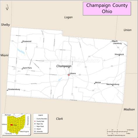 Map of Champaign County, Ohio - Where is Located, Cities, Population ...