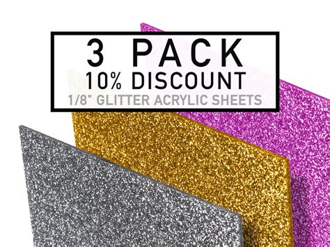 3 PACK Glitter Acrylic Sheet, Glitter Acrylic Sheets for Glowforge ...