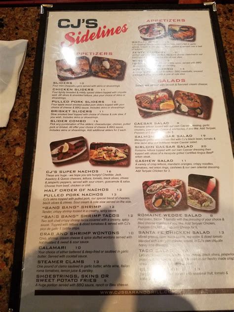 Menu at CJ's Bar & Grill, Billings