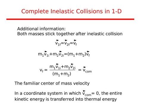 Complete Inelastic Collisions in 1-D