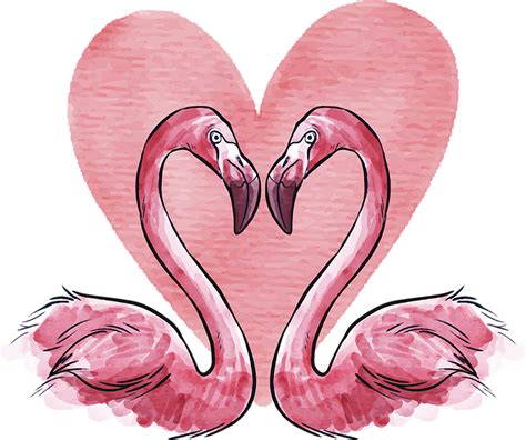 Flamingo Heart Wall Sticker - TenStickers