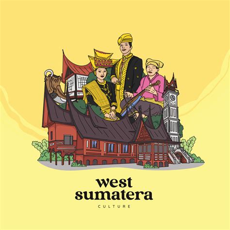 Set West Sumatera Minangnese Illustration. Hand drawn Indonesian cultures background. 6622055 ...