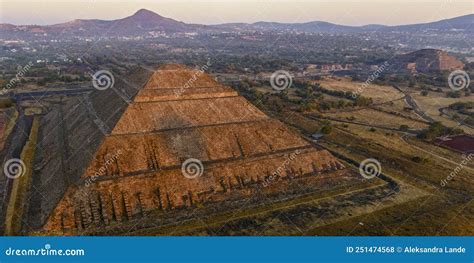 Sunrise Over the Teotihuacan Pyramid, Stock Photo - Image of aerial, nature: 251474568