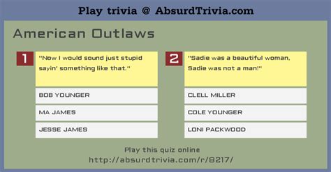 Trivia Quiz : American Outlaws