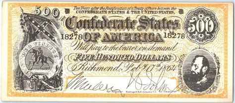 7.5" c1960s Confederate States 500 Note Dollar Bill Major Jones Poem ...