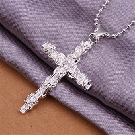 fashion silver cross pendants necklaces 925 sterling silver jewelry ...