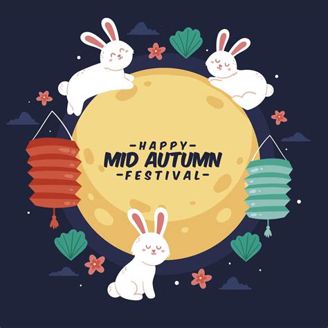 Mid-Autumn Festival Bunny Illustration 1335131 Vector Art at Vecteezy