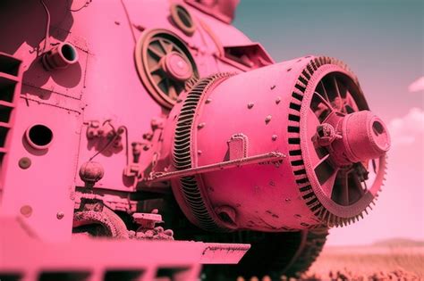 Premium Photo | A pink train is painted in bright pink.