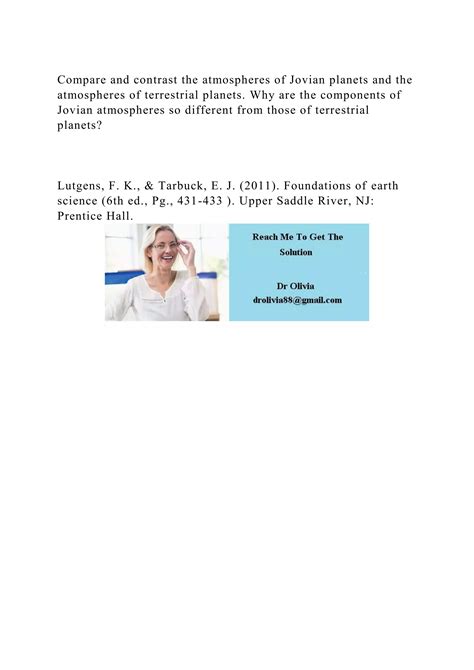 Compare and contrast the atmospheres of Jovian planets and the atmos.docx