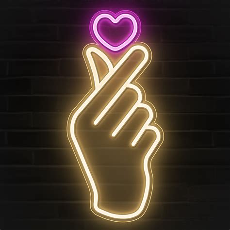 Lumoonosity Finger Heart Neon Signs Premium K-Pop Heart Hand Led Sign ...