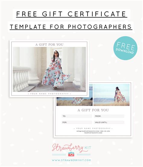 Free gift certificate template for photography – Strawberry Kit