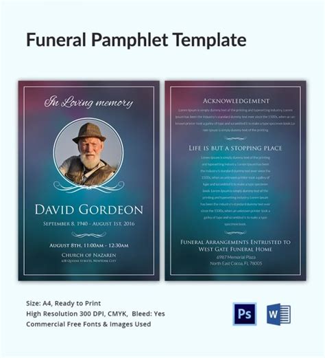 5 Funeral Pamphlet Templates - Word, PSD Format Download