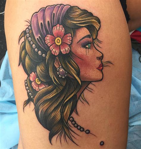 "Gypsy Girl" by Caleb at Fortunate Son Tattoo Las Vegas | Gypsy girl tattoos, Gypsy tattoo ...