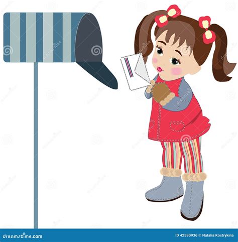 Girl sends a letter stock vector. Illustration of holding - 42590936