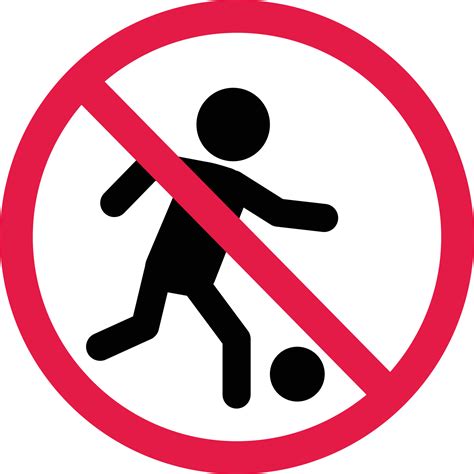 sin señal de fútbol. ningún icono de jugador de fútbol. prohibición de jugar al símbolo del ...