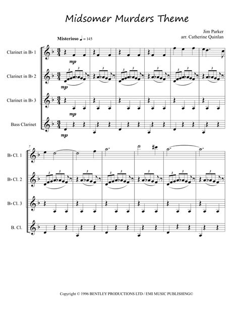 Midsomer Murders (main Title/cues) Sheet Music | Jim Parker | Woodwind ...