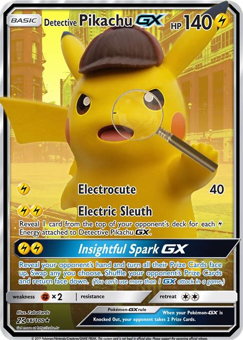 Detective Pikachu GX Custom Pokemon Card | Cool pokemon cards, Pokemon ...