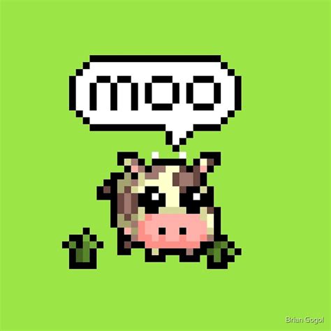 "Cute Cow Pixel Art" by Brian Gogol | Redbubble