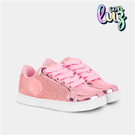 Zapatillas con Luces de Niña Glitter Rosa Light Sneakers, Silver ...