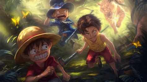 One Piece Luffy Ace Sabo On The Forest A Triger Coming On Back HD Anime Wallpapers | HD ...