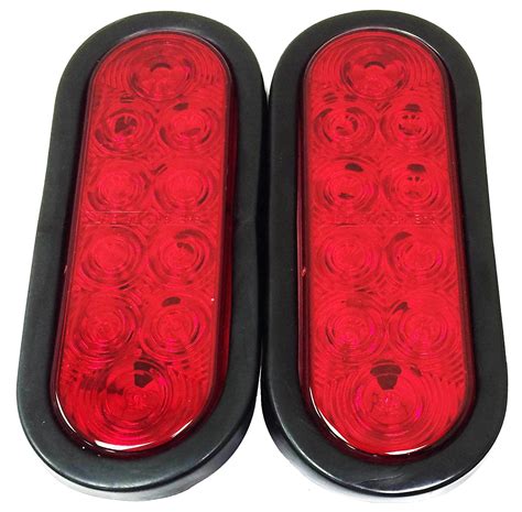 Set of 2 Red 6" Oval 10 LED Trailer Stop/Turn/Tail Light w/Grommet and Plugs - 24004 - Walmart.com