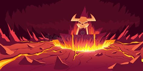 Hell Landscape, Infernal Stone Cave Cartoon Stock Vector - Illustration ...