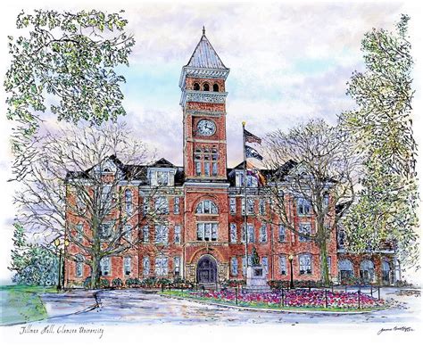 Tillman Hall- Clemson University Drawing by James Beath