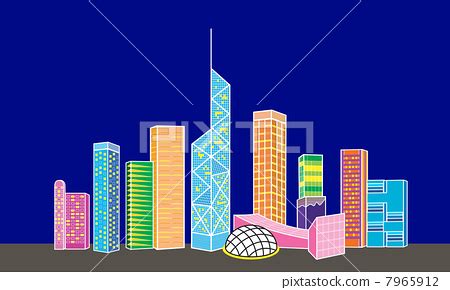 Cartoon Hong Kong night view - Stock Illustration [7965912] - PIXTA