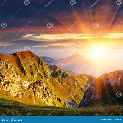 Sunrise In Mountains Stock Photography - Image: 21956652