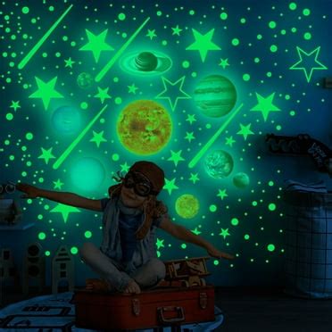 Glow in The Dark Stars and Planets, Bright Solar System Wall Stickers ...