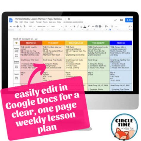 Google Docs Lesson Plan Template EDITABLE, Weekly Teacher Planner, Digital Lesson Planner, One ...