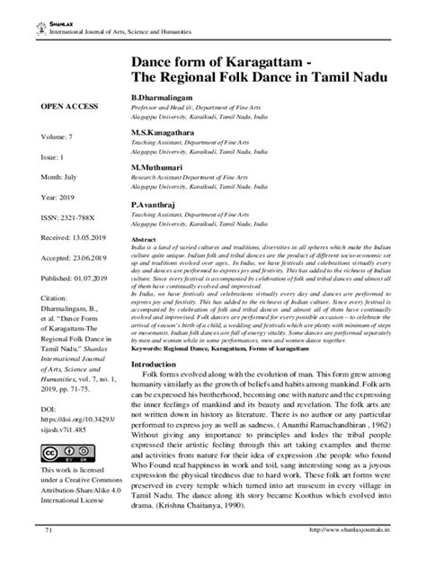 Fillable Online Dance form of Karagattam - The Regional Folk Dance in Tamil Nadu Fax Email Print ...