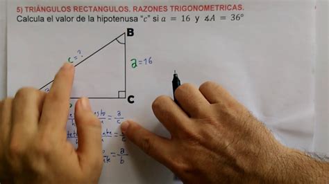 5 CALCULAR LA HIPOTENUSA RAZONES TRIGONOMETRICAS - YouTube