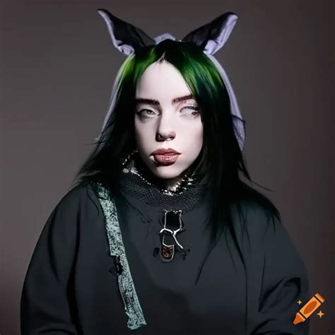 Billie eilish wearing a halloween costume on Craiyon