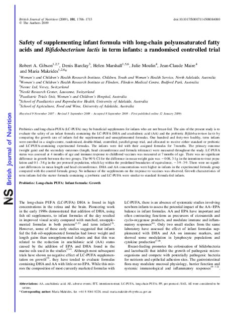 (PDF) Safety of supplementing infant formula with long-chain ...