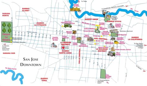 Costa Rica tourism and travel bureau - San Jose Downtown map