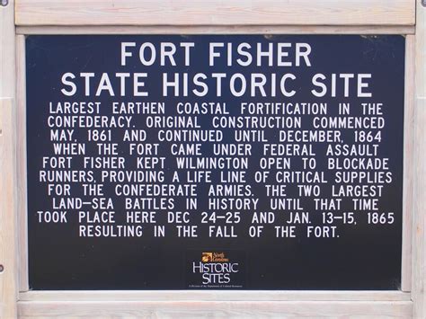 Fort Fisher State Historic Site. Largest earten coastal fortification in the Confederacy ...