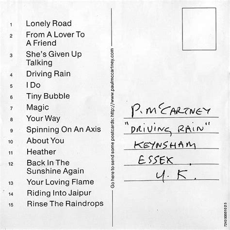 Driving Rain (Official album) by Paul McCartney - The Paul McCartney ...