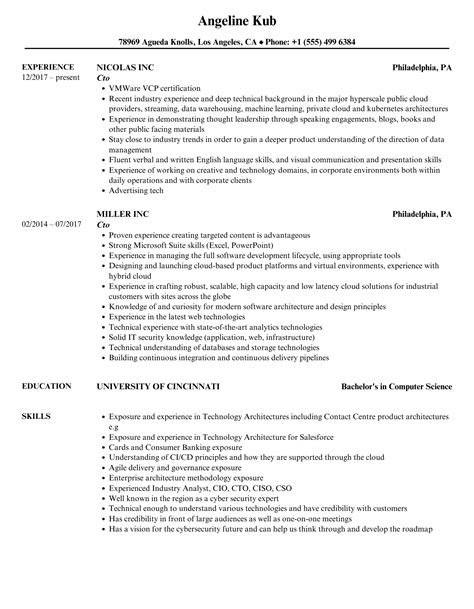 Cto Resume Samples | Velvet Jobs