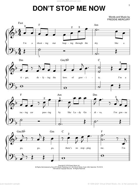 Don't Stop Me Now sheet music for piano solo (big note book)