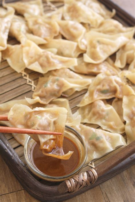 Pan Fried Dumplings with Soy Chili Peanut Sauce