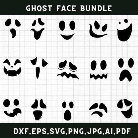 Cute Ghost Face Svg, Ghost Face Svg Bundle, Scary Face Svg, Ghost Face ...