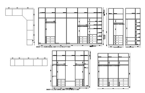 Wooden wardrobe elevation and section cad drawing details dwg file ...