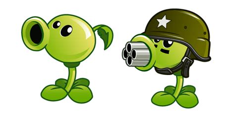 Plants Vs Zombies Peashooter And Gatling Pea Cursor Custom Cursor | Hot ...